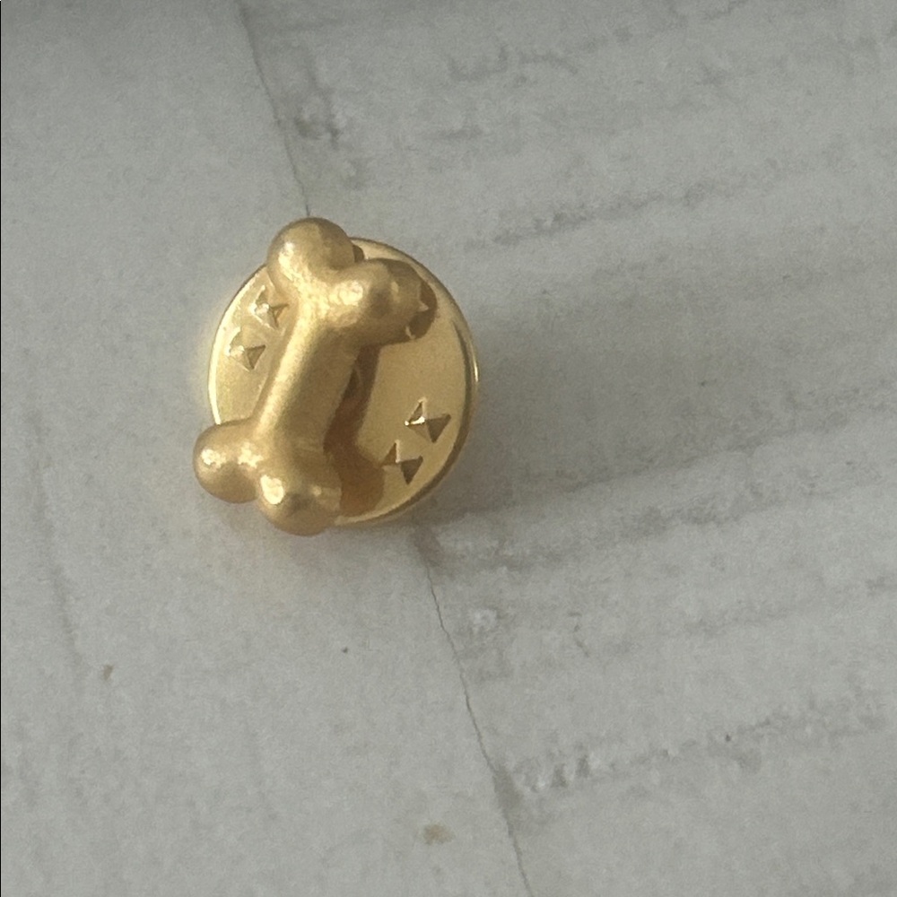 Tiny Dog Bone Gold Tone Lapel Hat PinTiny